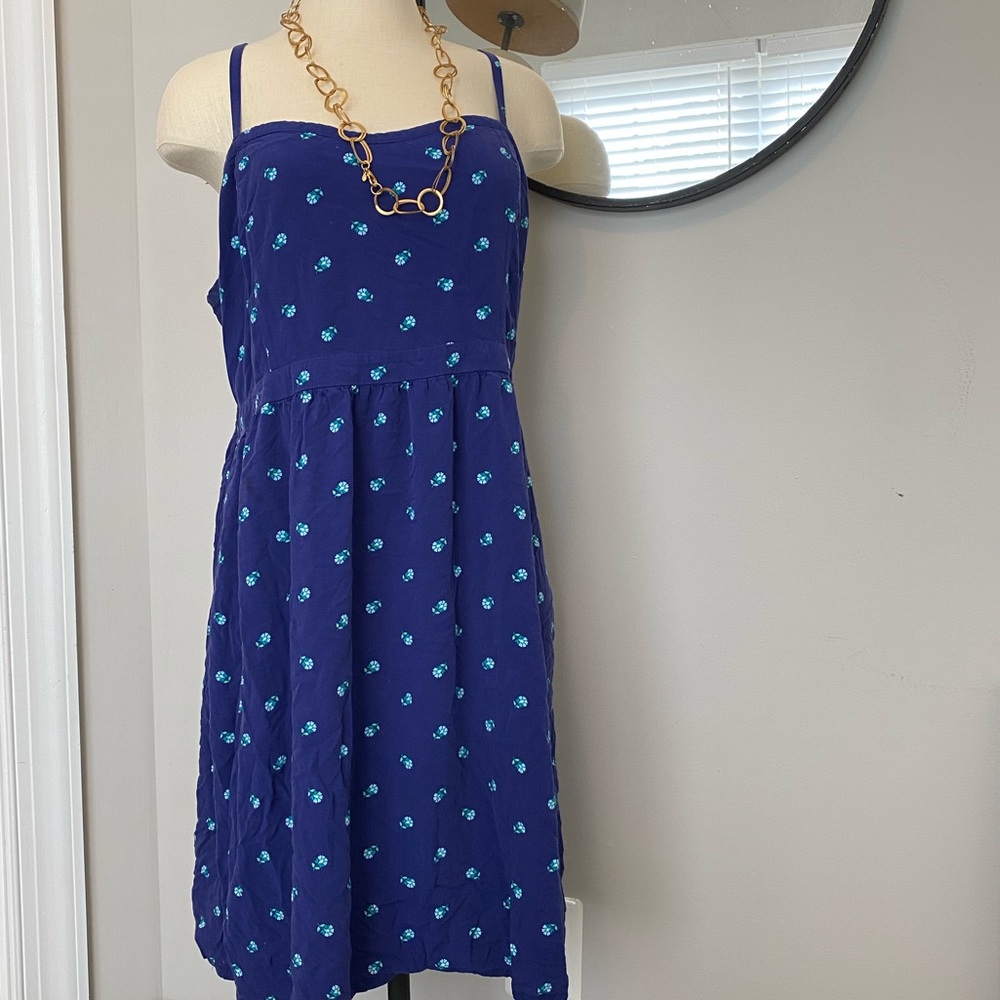 Old Navy Blue Floral Smocked Fit & Flare Dress XXL